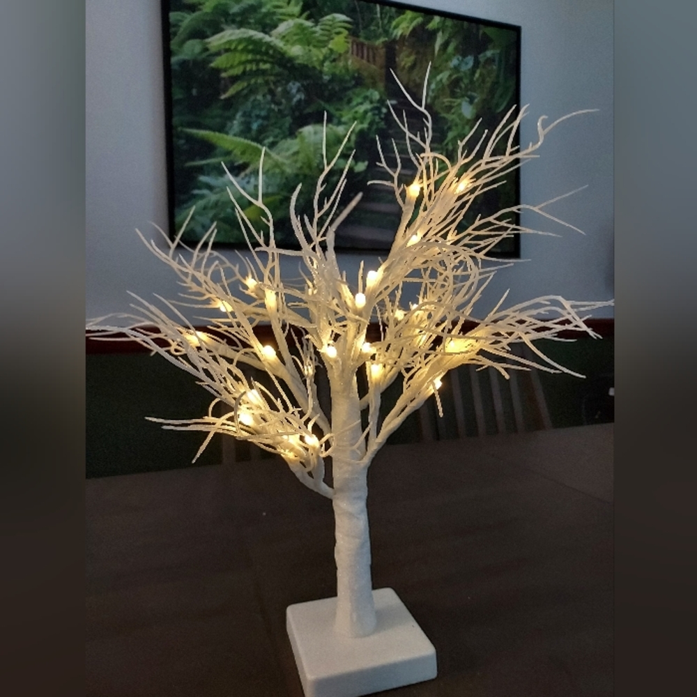 White Tree with Holiday Decorations
